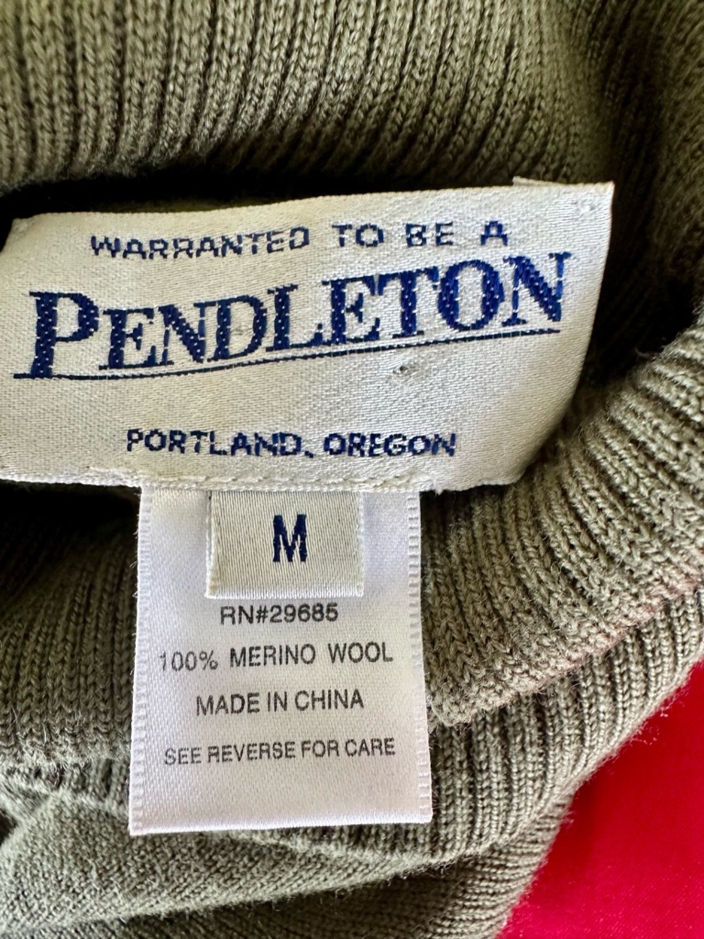 Pendleton 100% Merino Wool Turtleneck Sweater Olive Green Size M - Picture 7 of 8
